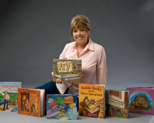 Jackie Hopkins with her books